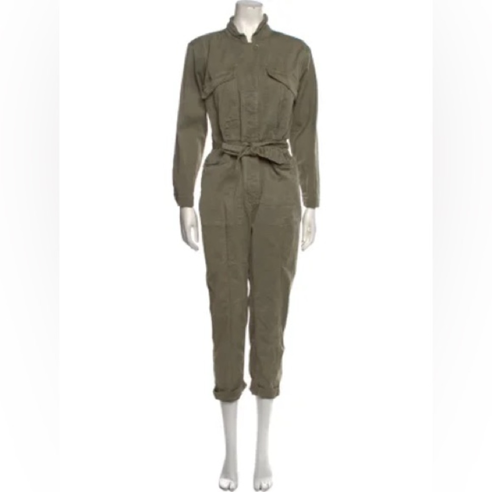 Anthropologie Fore army green utility long sleeve jumpsuit